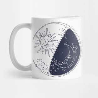 Monoline moon sun yin yan Mug